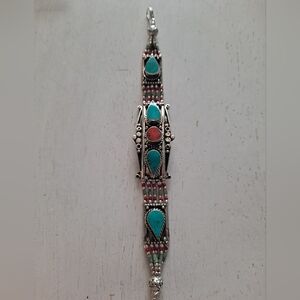 Tibetan Turquoise and Coral Bracelet 7.5"-8". NWOT